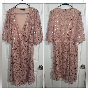 Pink/nude sequin wrap dress